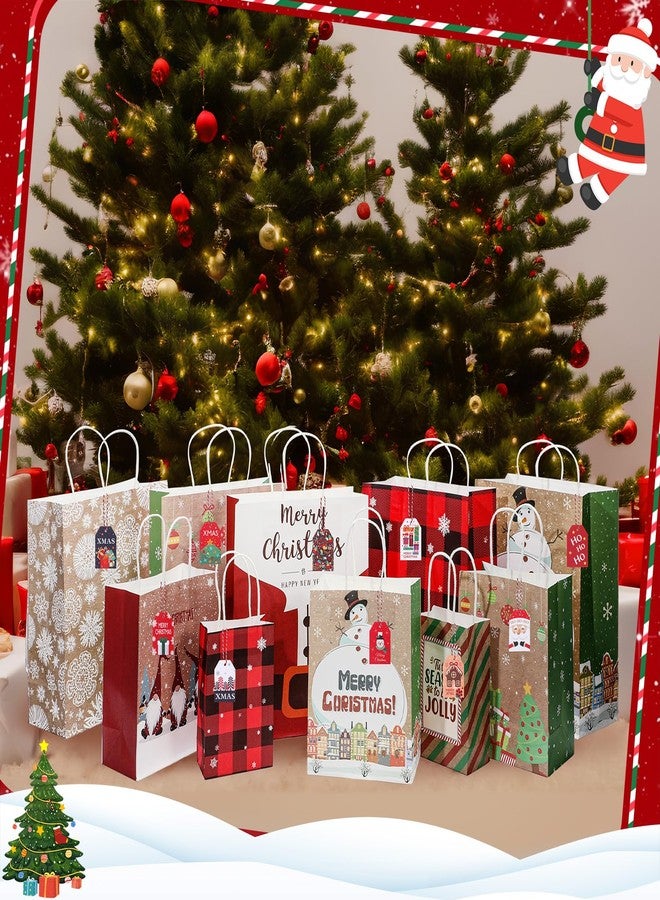 اياستي مجموعة إيستي المكونة من 24 قطعة من أكياس هدايا عيد الميلاد، أكياس هدايا كرافت مزينة بـ 48 ملصقًا، 3 أحجام، أكياس حلوى وهدايا عيد الميلاد لتزيين حفلات عيد الميلاد وتغليف هدايا الشتاء، لوازم الحفلات - Image 4